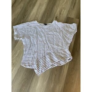 Women’s Saks Fifth Ave Top Size Small Black/White Short Sleeve Asymmetric Hem